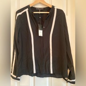 BCBGMaxAzria Black Blouse with White Accents